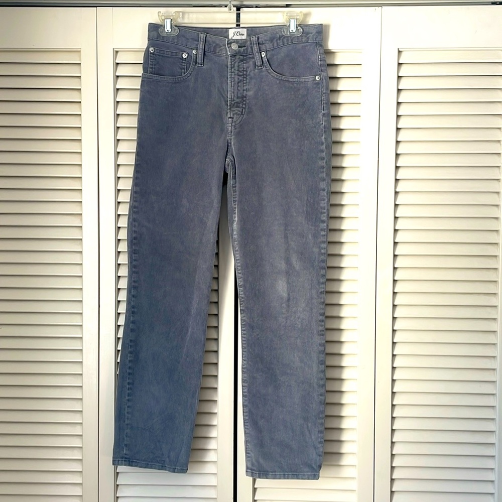 J. Crew 9” vintage straight dove gray corduroy pants Sz 27 5 pocket styling